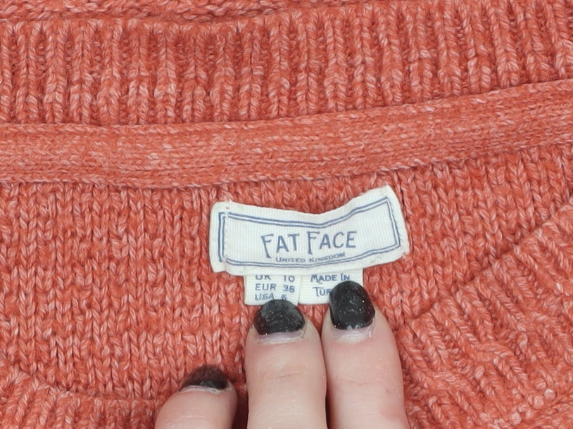 Fat Face Women’s Orange Knit Jumper UK 10 Crew Neck Pullover
