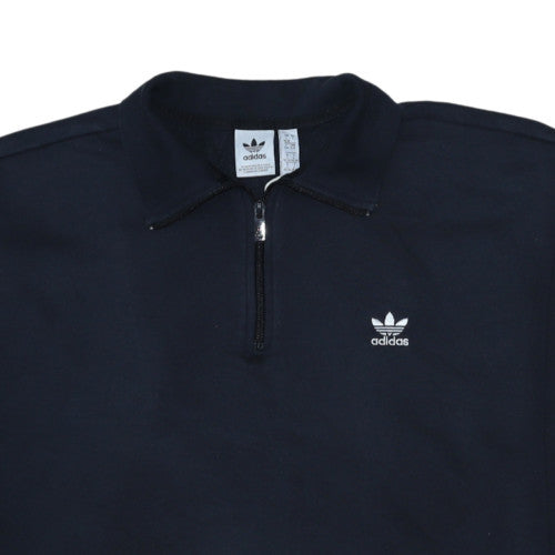 Additional view of Adidas women’s navy 1/4 zip sweatshirt, size L, 16-18 cotton blend