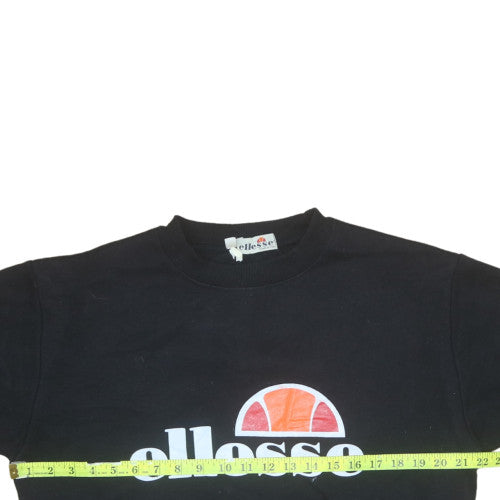 Ellesse Mens Black Small Retro Logo Pullover Sweatshirt