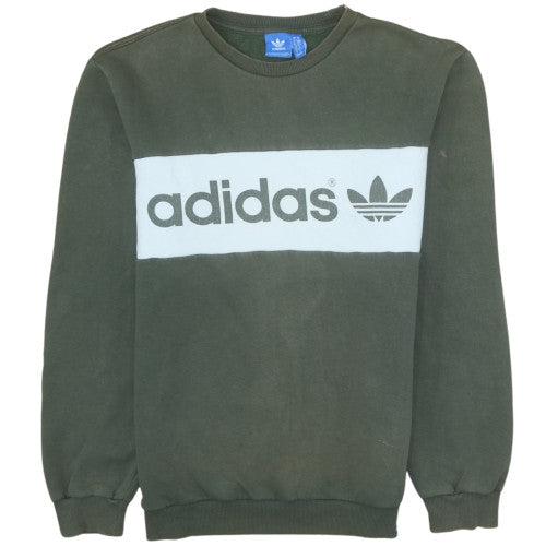 adidas Men's Green Pullover Sweatshirt M Crew Neck Logo Sports