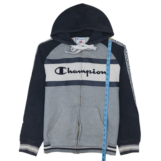 Champion Men's Grey Full Zip Hoodie M Logo Sportswear