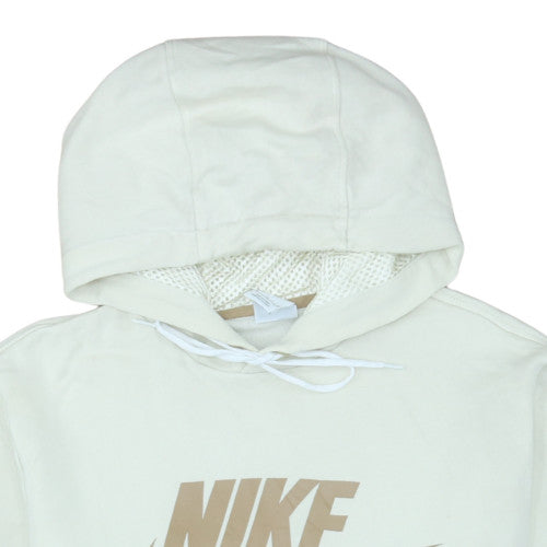 Nike Men’s Beige Pullover Hoodie M Logo Graphic Sportswear