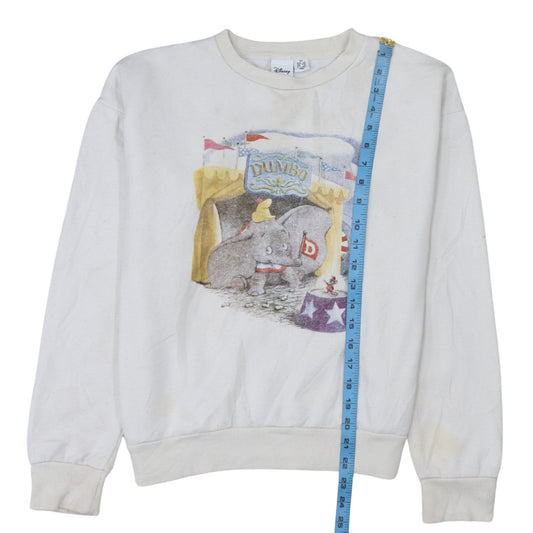 Disney Womens White Dumbo Pullover Sweatshirt XS Long Sleeve Cotton Fleece