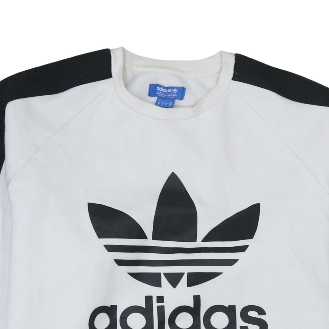 Adidas Men's White Black Logo Sweatshirt L Pullover Crew Fleece