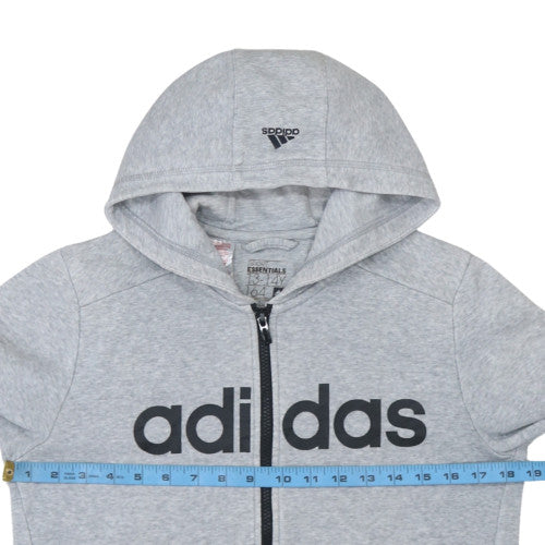 Adidas Boys Grey Full Zip Hoodie 13-14 Years Sport Essentials