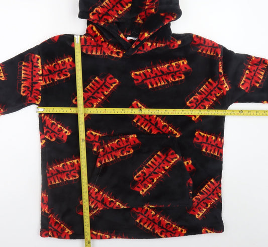 Marks and Spencer Boys Black Stranger Things Fleece Hooded Robe 5-6 Years