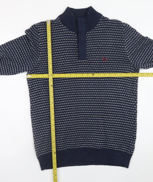 Crew Clothing Company Men's Blue Cotton Henley Jumper M