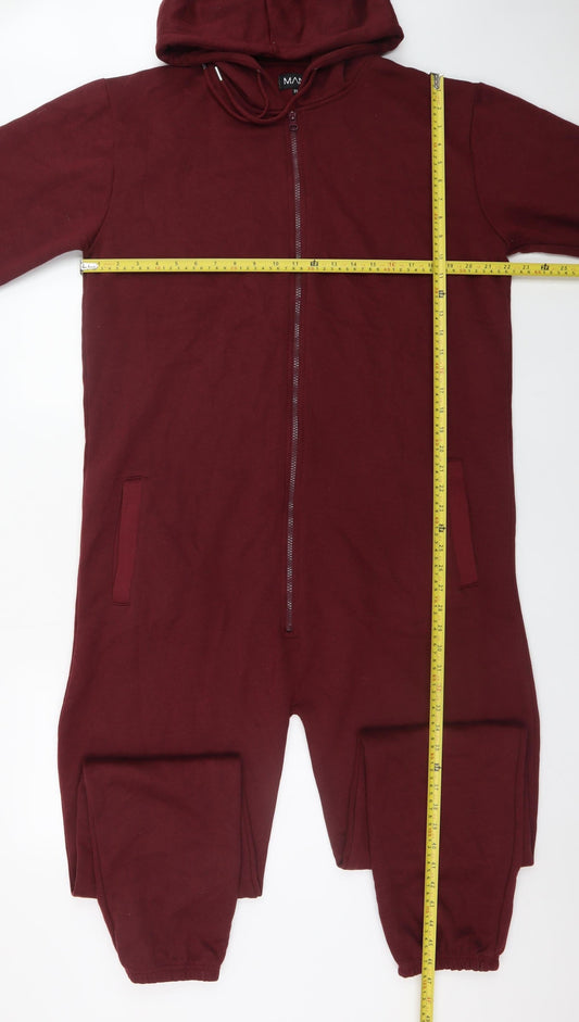 MAN Burgundy Hooded One Piece Men's 2XL Zip Nightwear