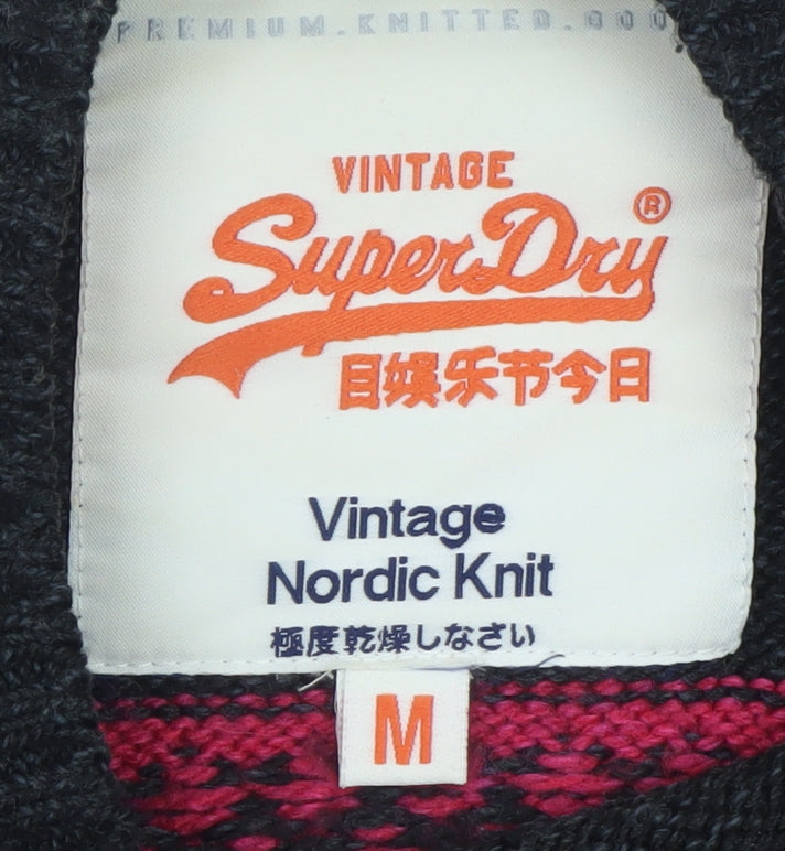 SuperDry Women's Black Fair Isle Wool Blend Jumper M