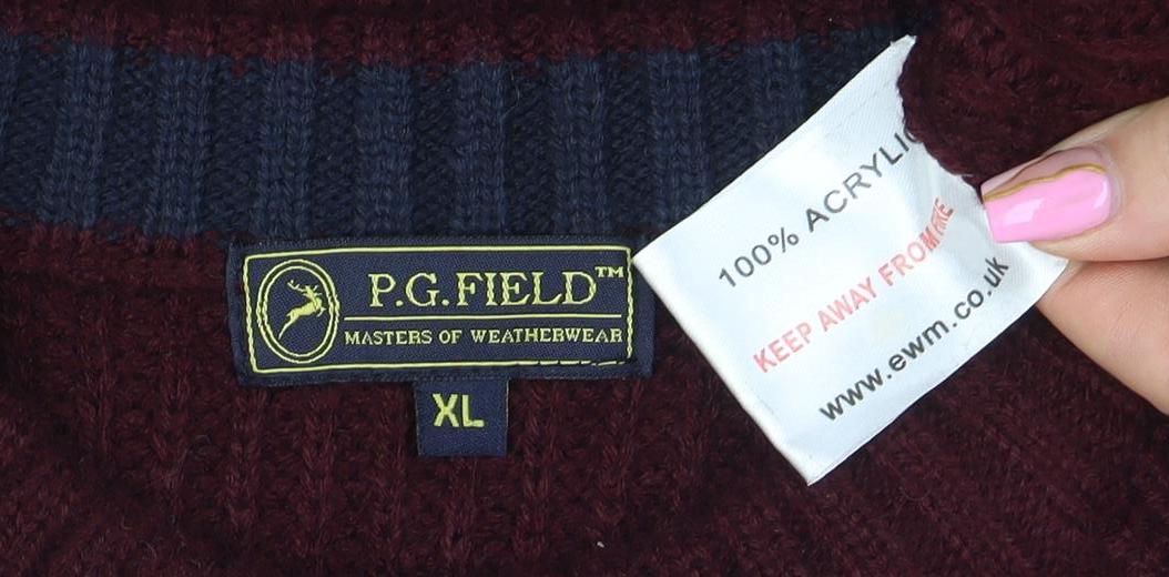 R.G. Field Men's Red Acrylic Knit XL Crew Neck Jumper