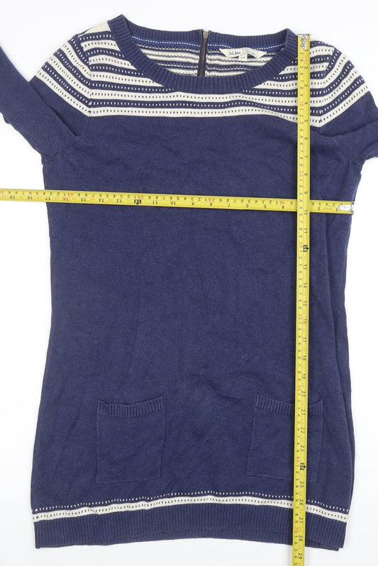 Fat Face Women’s Blue Cotton Wool Jumper Dress Size 10 Long Sleeve Knit