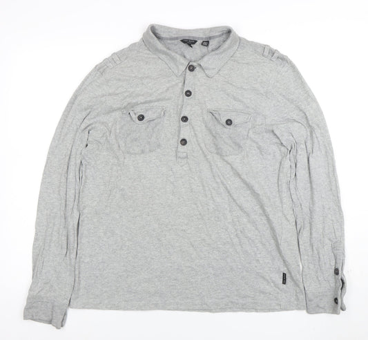 Ted Baker London Grey Long Sleeve Polo Shirt Size S Men’s Casual