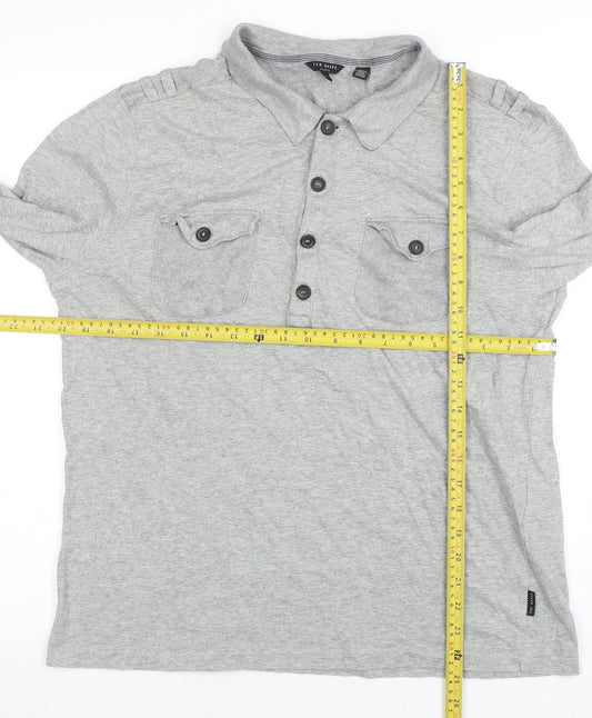 Ted Baker London Grey Long Sleeve Polo Shirt Size S Men’s Casual