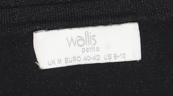 Brand and care label for Wallis Petites Black Beaded V-Neck Tunic Knit Top, size M
