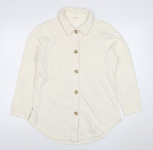 John Lewis ANYDAY Men’s Ivory Long Sleeve Cotton Polo Shirt Size S