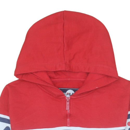 Additional view of Fila boys’ blue red 1/2 zip pullover hoodie 13-15 years cotton blend