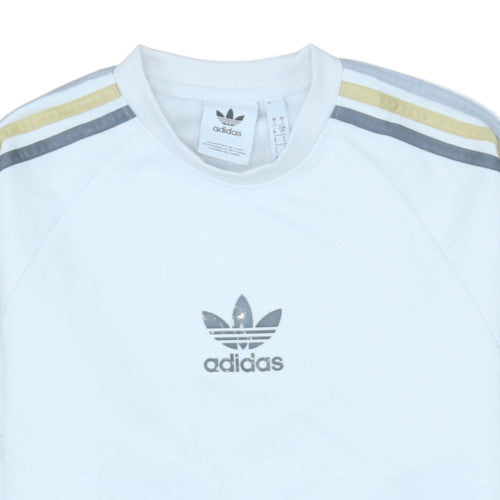 Additional view of Adidas men’s white crew neck pullover sweatshirt, size S
