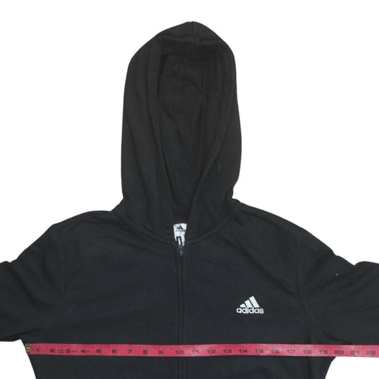 Adidas Women's Black Full Zip Hoodie Size 12-14 M Logo Print