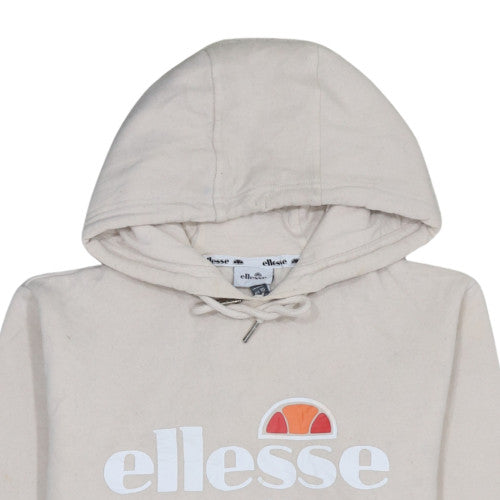 Additional view of Ellesse Women Beige Hooded Pullover Hoodie UK 10 Cotton Blend Logo Sporty