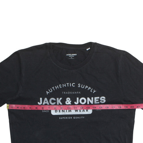 Jack & Jones Men's Black XL Crew Neck Graphic Print T-Shirt