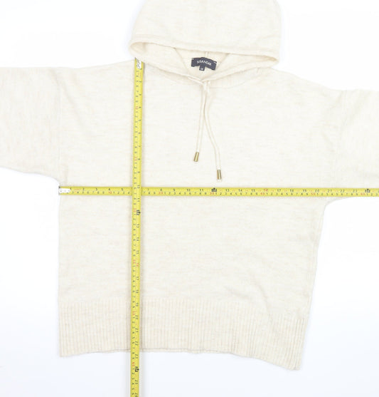 Sosandar Womens Beige Pullover Hoodie Size 14 Wool Blend