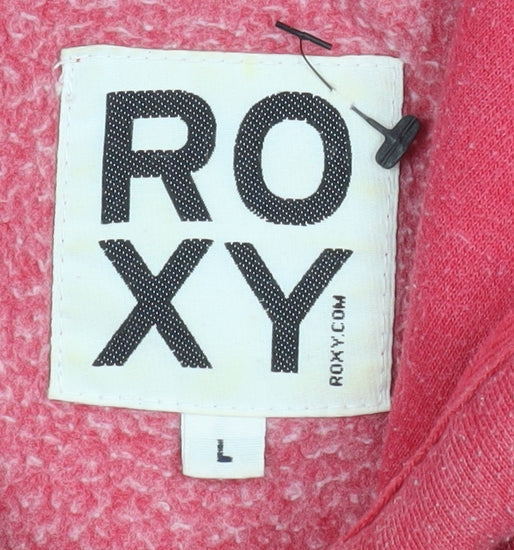 Roxy Women’s Pink Pullover Hoodie L Logo Surf Style