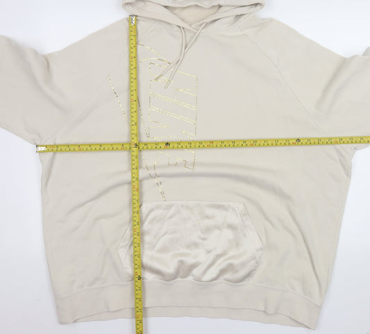 Nike Women’s Beige Hooded Pullover Sweatshirt XL Gold Logo