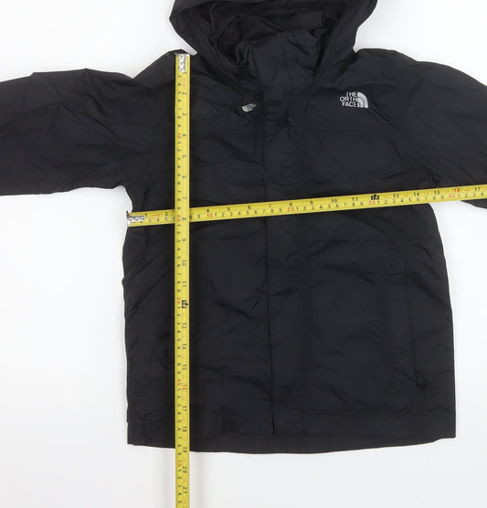 The North Face Boys Black Waterproof Hooded Rain Coat Jacket 7-8 Years