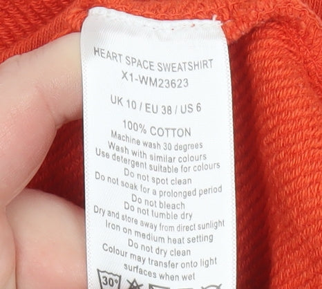 Seasalt Cornwall Women's Orange Cotton Pullover Sweatshirt UK 10