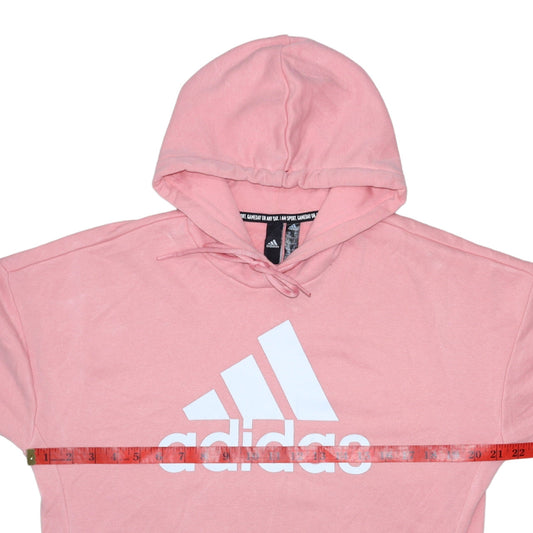 Adidas Womens Pink Pullover Hoodie M 12-14 Logo Cotton Blend