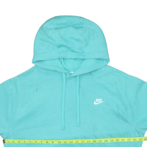 Nike Womens Turquoise Pullover Hoodie L Hooded Cotton Blend Sweatshirt