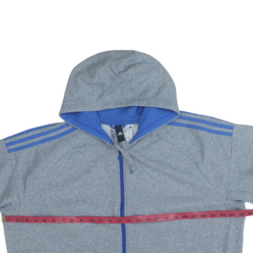 Adidas Men's Grey XL Full Zip Hooded Sports Sweatshirt