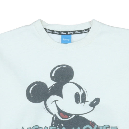 Disney Women's White Mickey Mouse Classic Crew Neck Sweatshirt Size S
