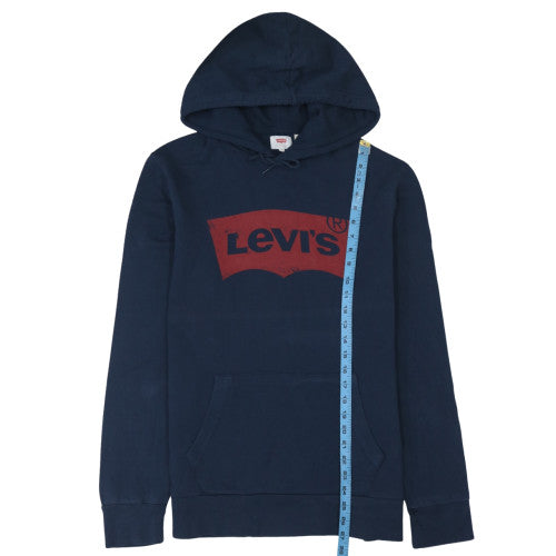 Levi's Men's Blue Pullover Hoodie L Logo Print Classic Style