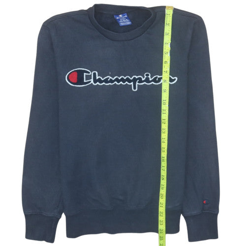 Champion Men's Blue Embroidered Logo Pullover Sweatshirt Small