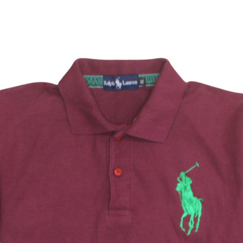 Ralph Lauren Men's Red XL Polo Shirt with Green Logo