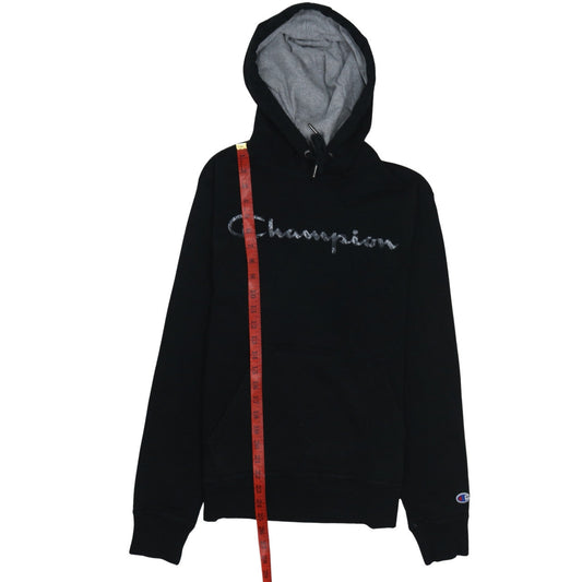 Champion Mens Black Pullover Hoodie Size S Embroidered Logo