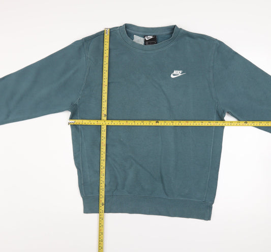 Nike Men's Green Pullover Sweatshirt Small Logo Crew Neck Fleece