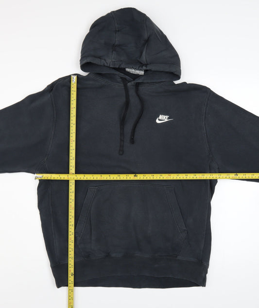 Nike Men's Black Hoodie M Pullover Cotton Blend Logo Sporty