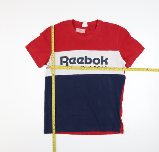 Reebok Classic Men's Red White Blue Colourblock Cotton T-Shirt Size M