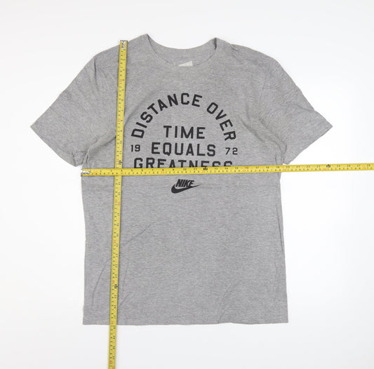 Nike Men's Grey Graphic Athletic Fit Sports T-Shirt Size M