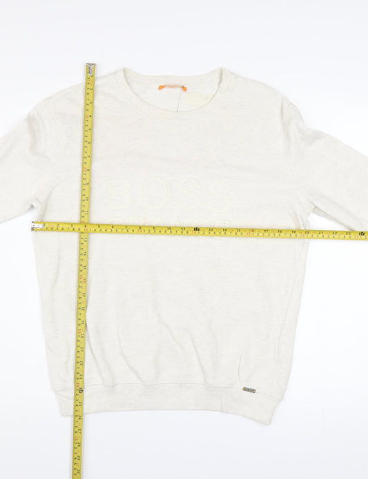 Hugo Boss Men's Beige Logo Pullover Sweatshirt Size M