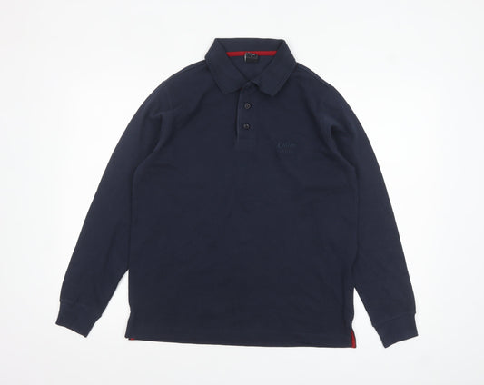 Cotton Traders Men's Blue Long Sleeve Polo Shirt Size S 100% Cotton
