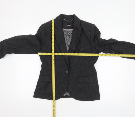 Next Women Charcoal Grey Wool Blend Single-Breasted Blazer UK 12