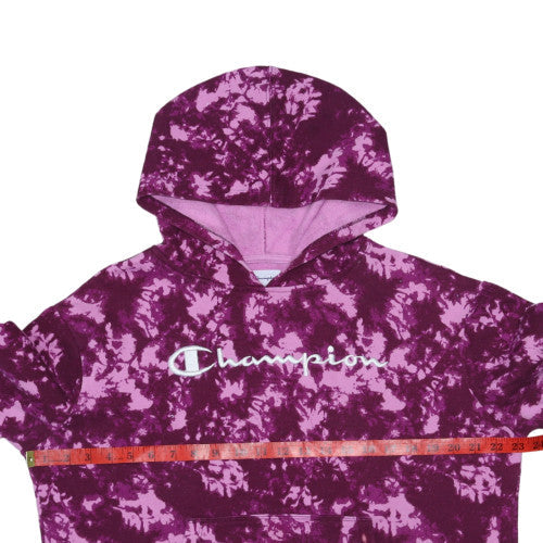 Champion Womens Purple Tie-Dye Hoodie Medium Pullover Logo Fleece