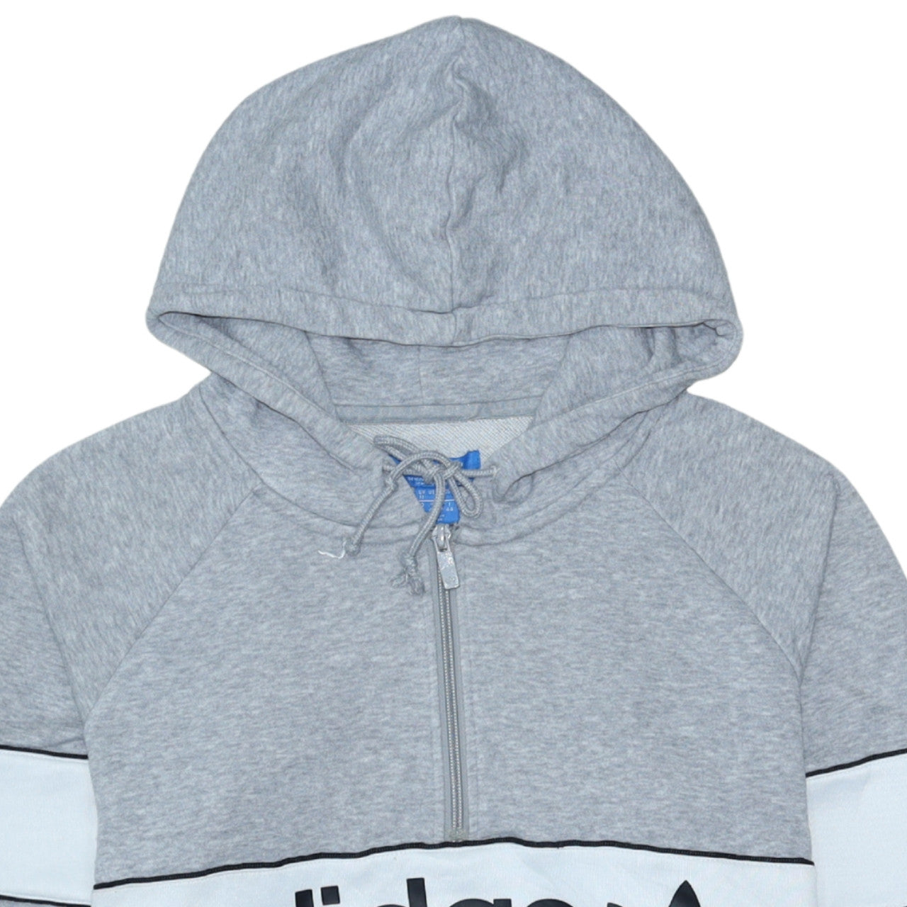 Adidas Womens Grey 1/2 Zip Hoodie Size 12 Classic Logo Pullover