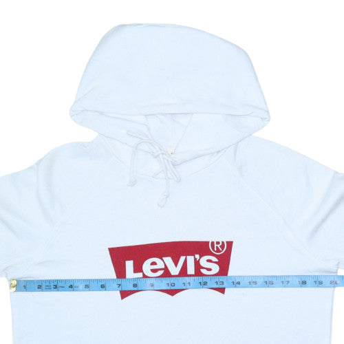 Levi's Womens White Pullover Hoodie XS Logo Print Cotton Blend