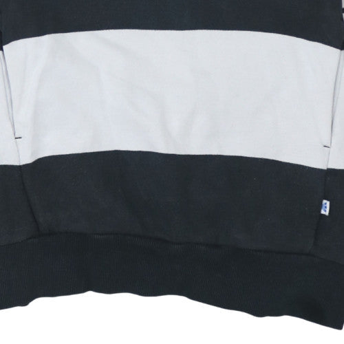 Additional view of Adidas Women Black White Striped Long Sleeve Hooded Pullover Sweatshirt, size M