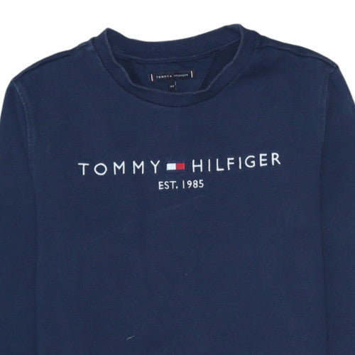 Additional view of Tommy Hilfiger boys’ navy blue crew neck cotton sweatshirt, size 164