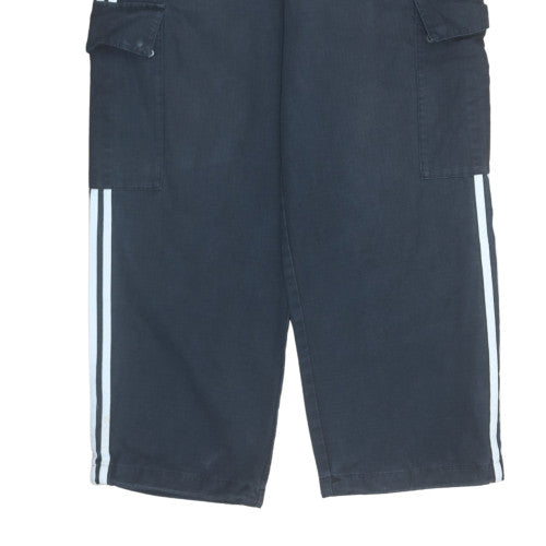 Adidas Mens Black Cargo Trousers M Relaxed Fit Cotton Blend Casual